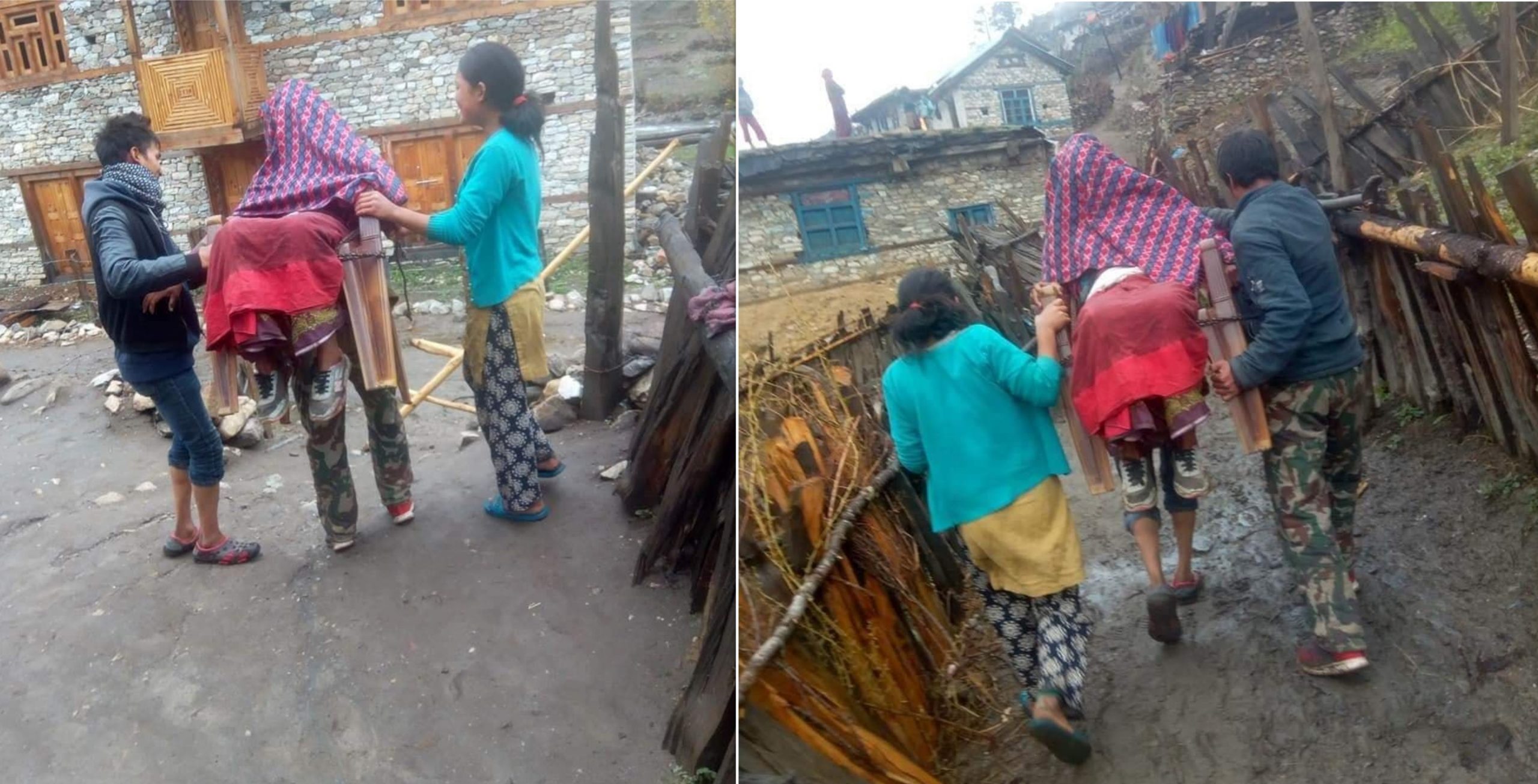 कानुन मन्त्रीको गाउँमा सुत्केरी बोक्न काठको स्टेचर !