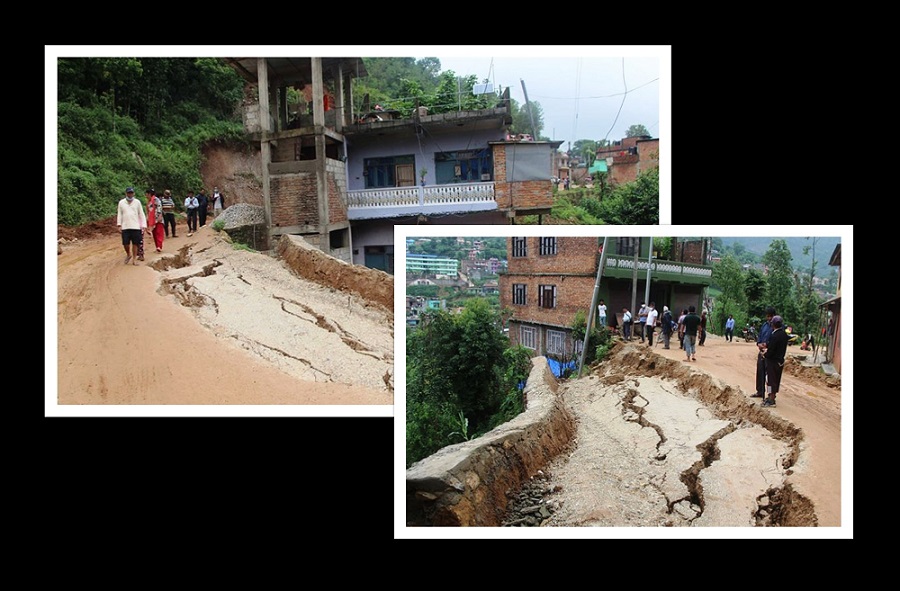 गुल्मीको बेतुखर्कमा पहिरो, ७ घर जोखिममा