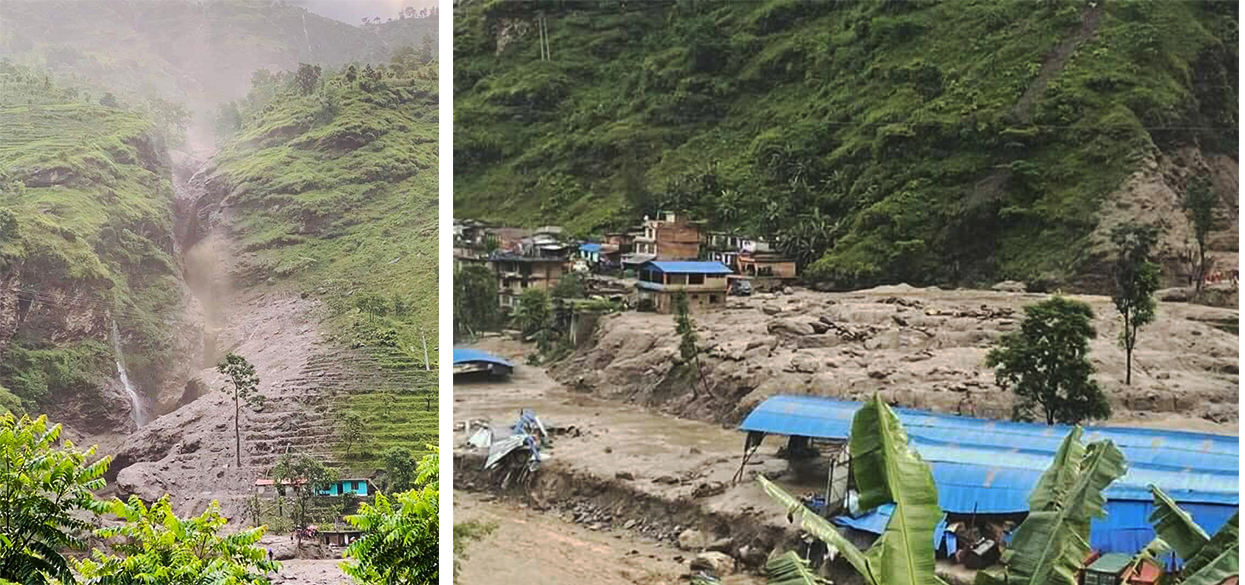 सिन्धुपाल्चोकमा बाढीमा परी २० जना वेपत्ता, २ बालक घाइते, उद्दारका लागि हेलिकप्टर जाँदै