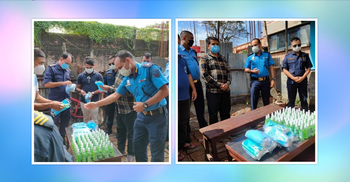 मञ्जरी आयुर्वेद औषधि उद्योगले वडा प्रहरी कार्यालयलाई वितरण गर्‍यो मास्क र सेनिटाईजर