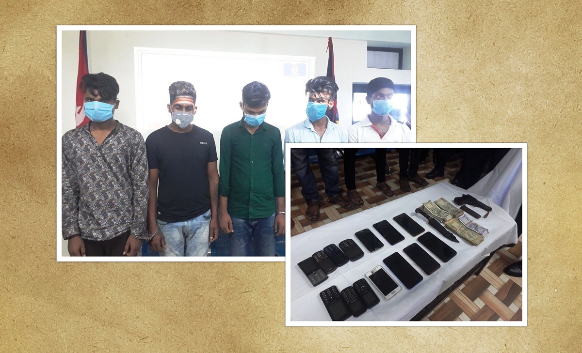 व्यापारीलाई धम्काउँदै चन्दा असुल्ने पाँच गिरोह पक्राउ, भारतबाट ल्याएका थिए हतियार