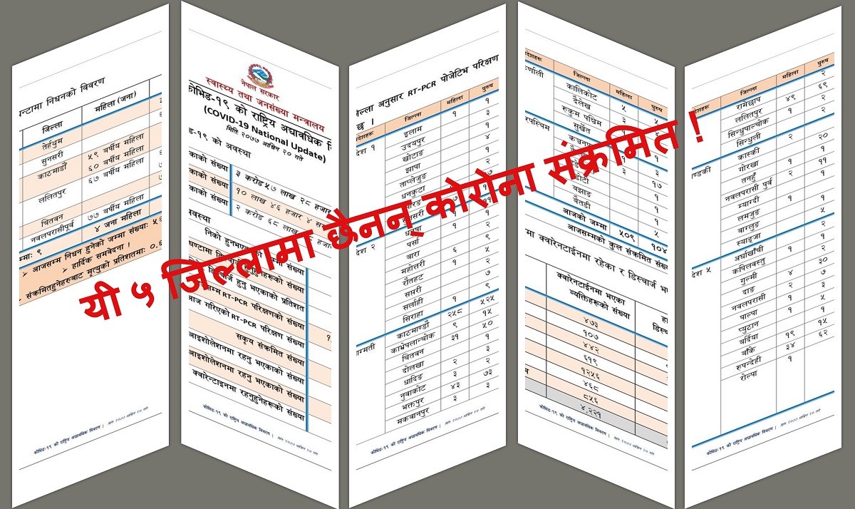 तपाईँको जिल्लामा आज कति संक्रमित थपिए, कतिकाे मृत्यु भयाे ? (हेर्नुहोस् जिल्लागत विवरण)