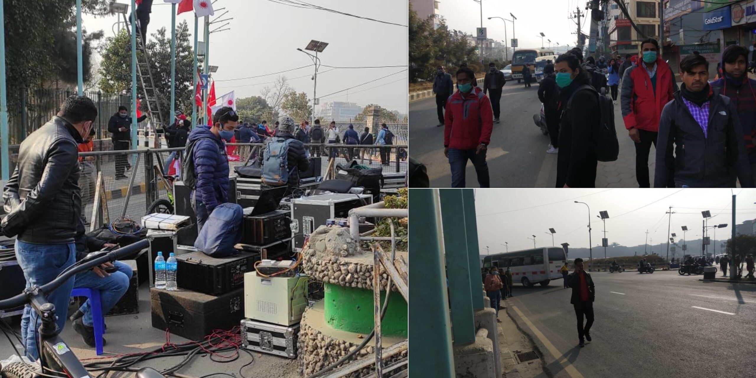 विरोधसभाका लागि सडकमै मञ्च, सवारी साधन डाइभर्ट