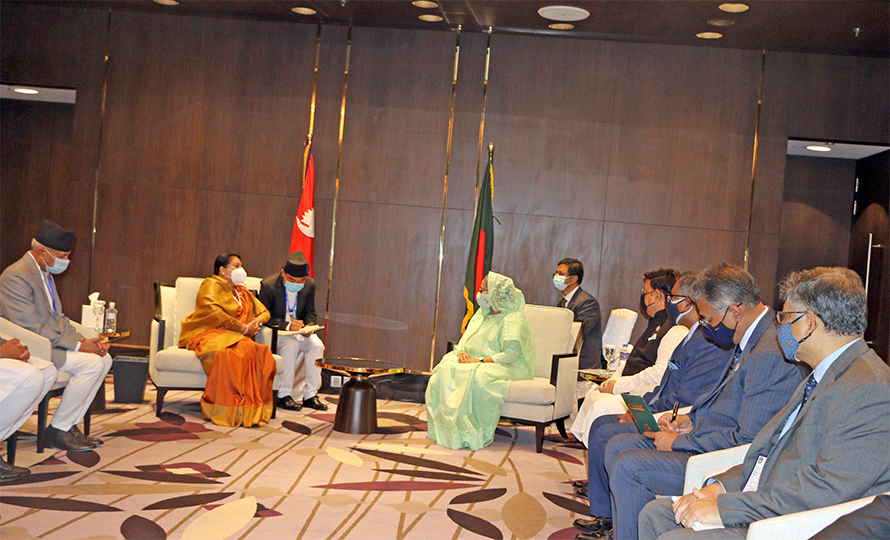 राष्ट्रपति भण्डारी र बङ्गलादेशकी प्रधानमन्त्री हसिनाबिच भेटवार्ता