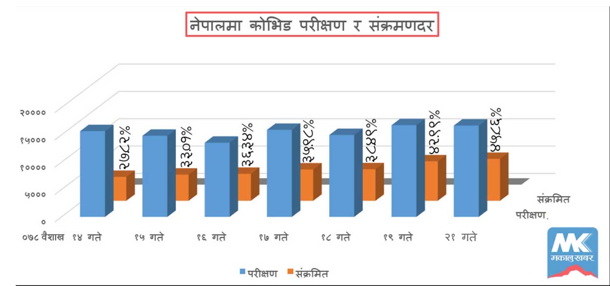 परीक्षण गरिएकामध्ये ४६ प्रतिशतमा कोरोना