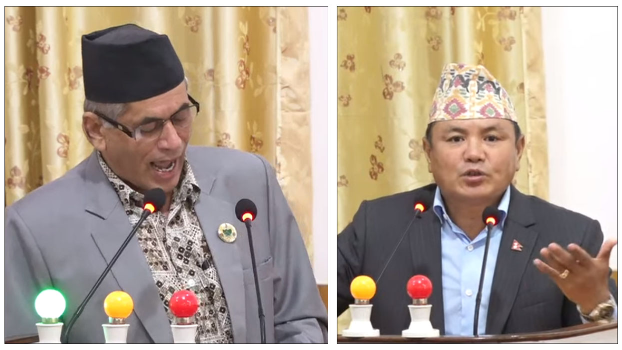 प्रदेश १ : भौतिक पुर्वाधार बजेटमा आरोप-प्रत्यारोप, मन्त्रीले भने- माननीयज्यू तपाईं अझै सुध्रिएर आउनुस्
