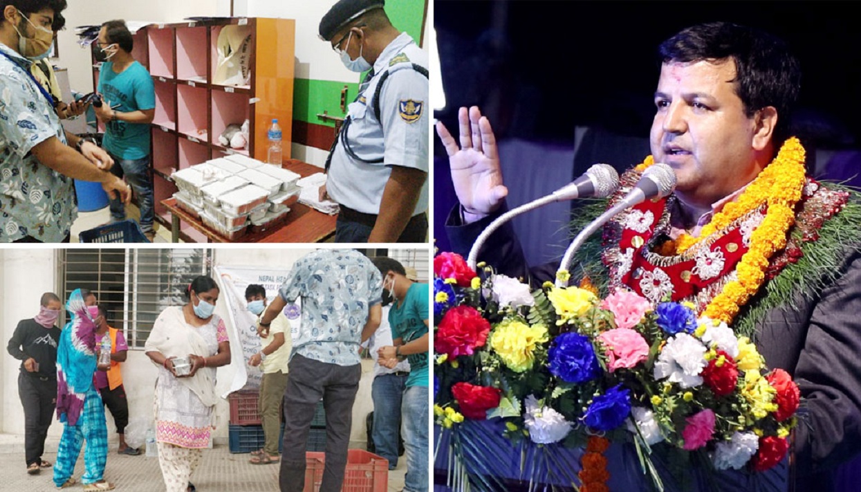 संक्रमितलाई निःशुल्क खाना खुवाउँदै नोबेल सञ्चालक डा. शर्मा