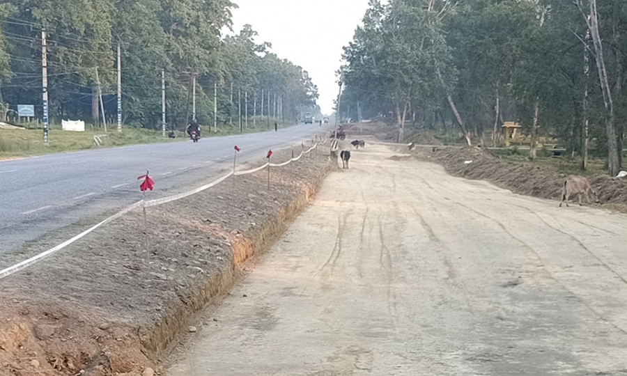 बर्सातका कारण नारायणगढ-बुटवल सडक विस्तार सुस्त