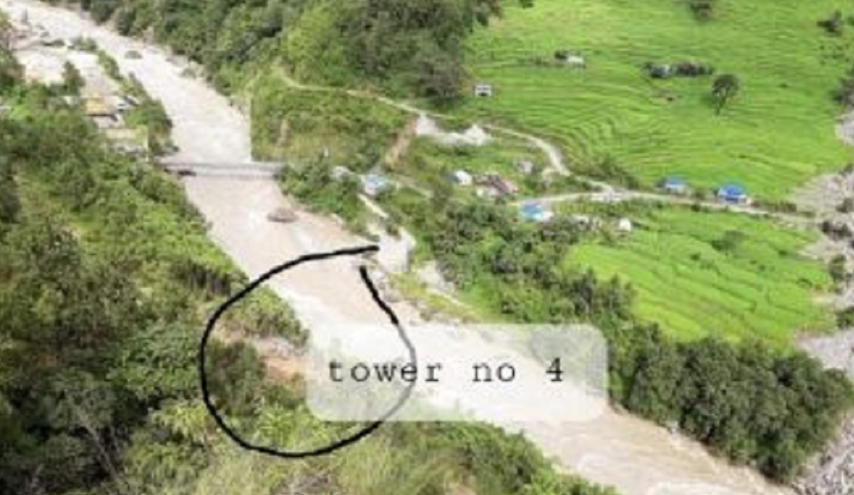 पहिरोले प्रसारण लाइन टावर ढाल्दा ६८ मेगावाट विद्युत् प्रणाली बाहिर