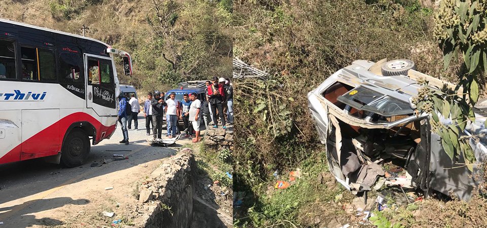 हेटौँडामा रात्रि बस दुर्घटना हुँदा दुईको मृत्यु, छ जना गम्भीर