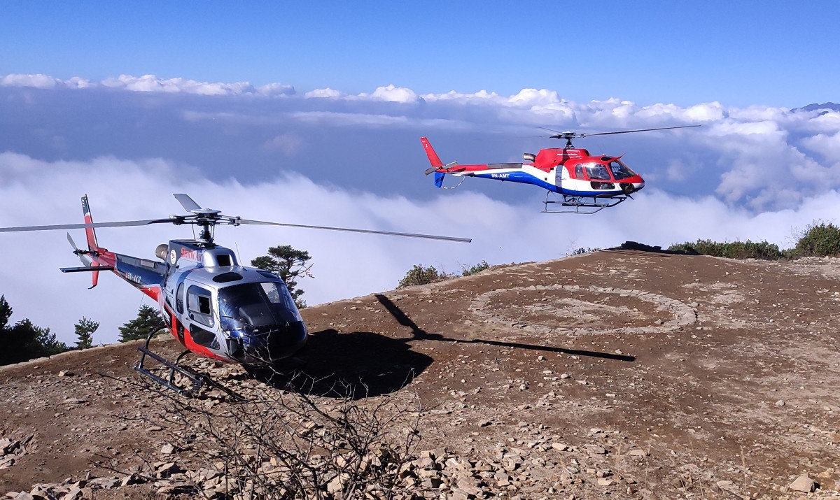 महादेवको दर्शन गर्न ३०० भन्दा बढी भक्तजन हेलिकोप्टरमार्फत गोसाइँकुण्ड पुगे