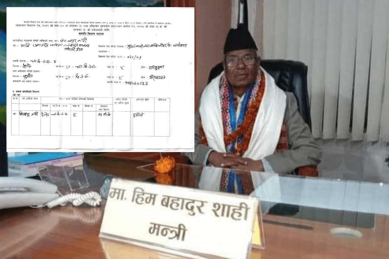 कर्णालीका कानुन मन्त्री हिमबहादुरको सम्पत्ति : तीन ताेला सुन, १२ बाख्रा