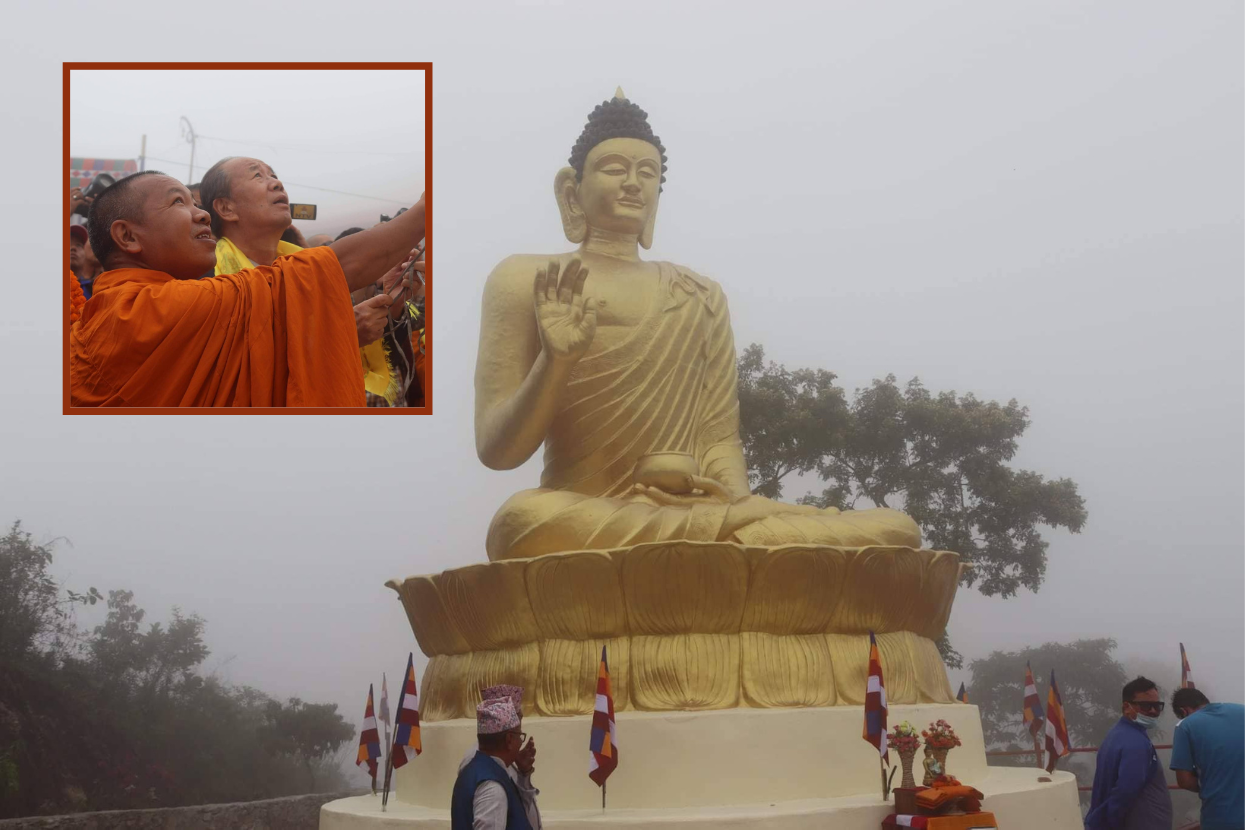 धरानको छोटी मोरङमा ४० फिटको बुद्धको प्रतिमाको अनावरण