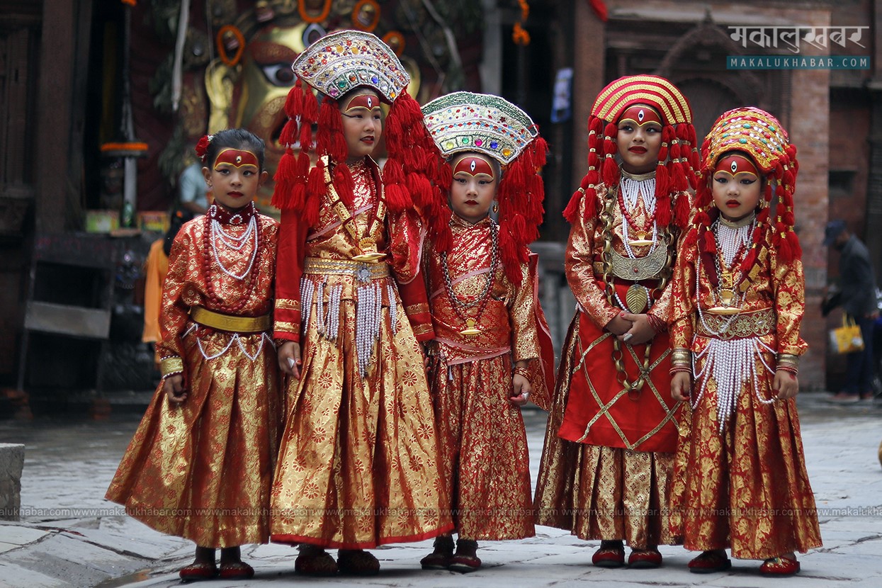 इन्द्रजात्राको दोस्रो दिन : वसन्तपुरमा कुमारी पूजा सम्पन्न (तस्वीरहरू)