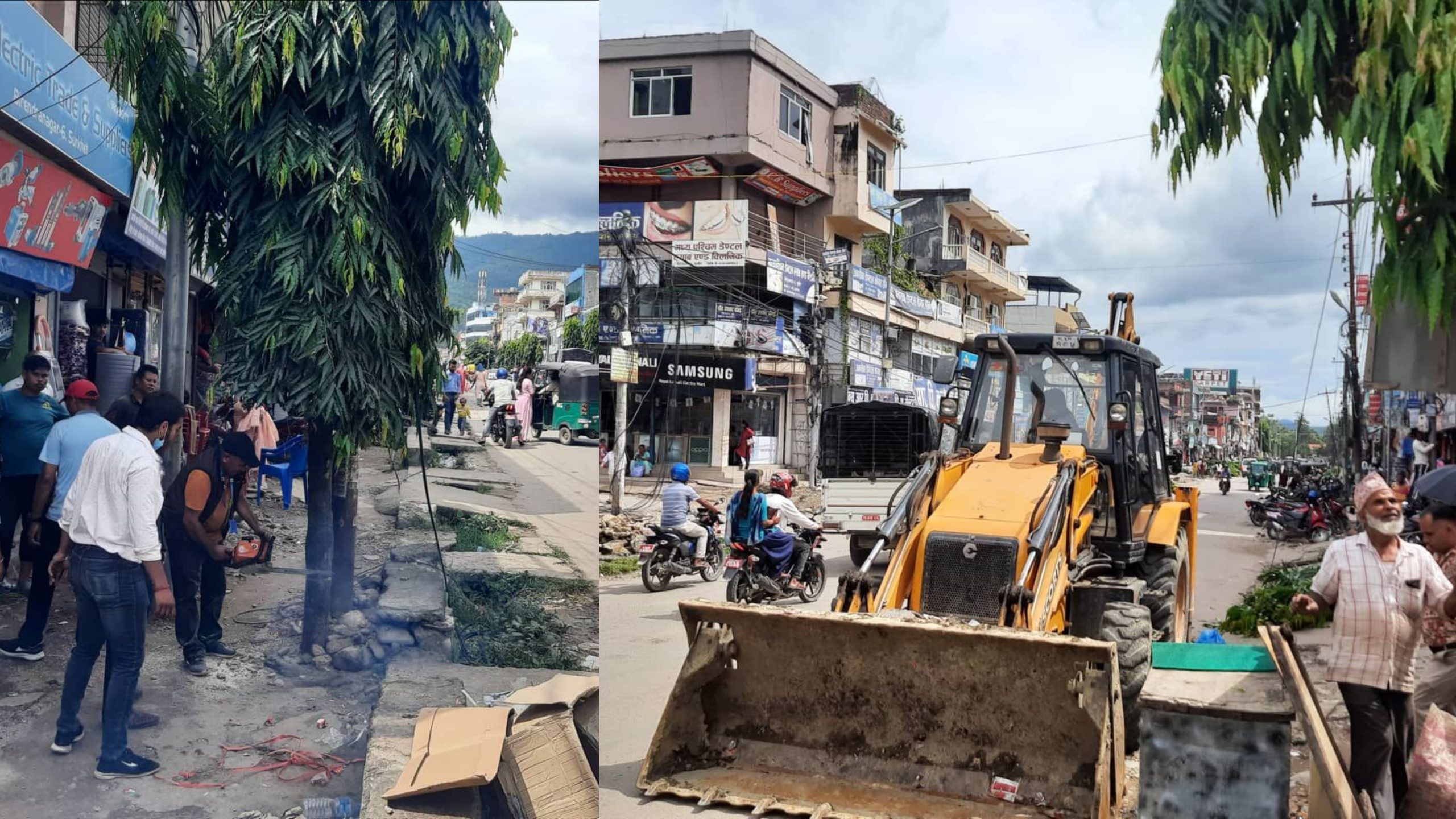 वीरेन्द्रनगर नगरपालिकाले हटाउन थाल्याे अवैध संरचना