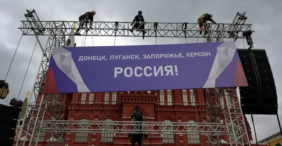 युक्रेनी भूभाग रुसमा गाभिएको घोषणा गर्दै पुटिन, बाइडनले दिए चेतावनी
