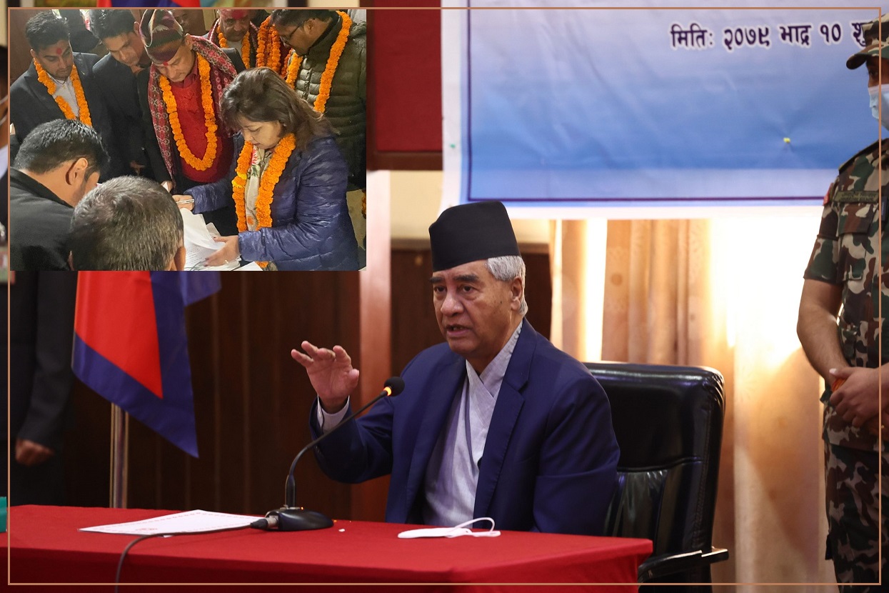 पत्नी आरजुमार्फत प्रधानमन्त्री देउवाले गराए उम्मेदवारी दर्ता