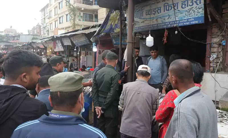 कालीमाटीको माछा पसल र तरकारी बजारमा अनुगमन