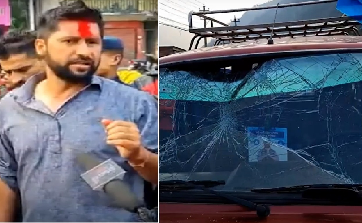 रवि लामिछानेको प्रचार टोली चढेको गाडीमा ढुंगा प्रहार (भिडिओ)