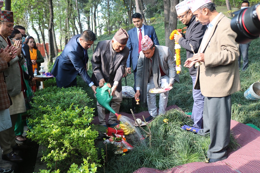राष्ट्रपति पौडेलले गरे वनकालीमा वृक्षारोपण (तस्बिरहरू)