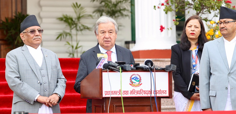 विकासशील मुलुकमा स्तरोन्नति हुन गरिएका नेपालका प्रयास प्रशंसनीय : महासचिव गुटेरेस