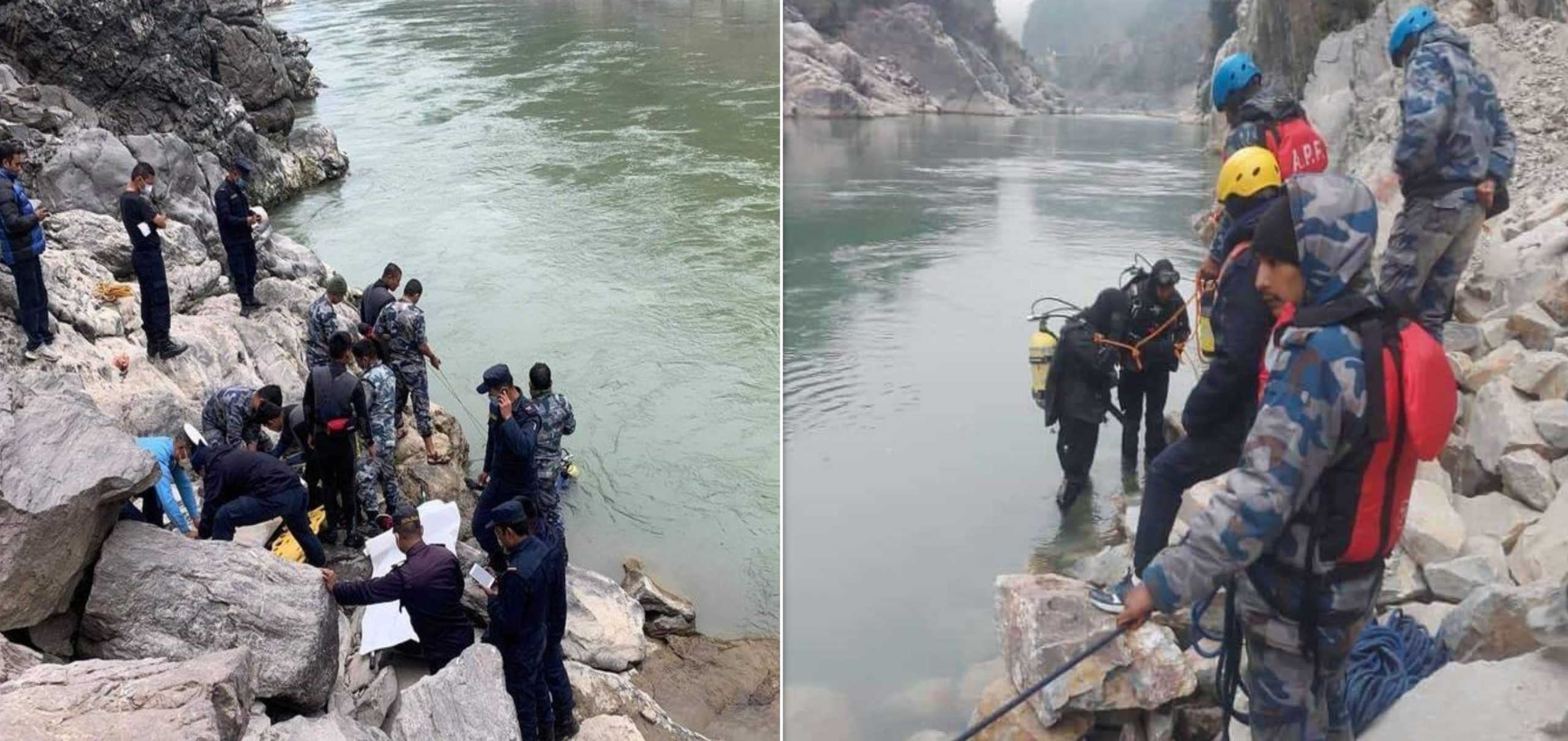 त्रिशूली नदीमा दुर्घटनाग्रस्त जीप भेटियो, यात्रु खोज्दै गोताखोर टोली