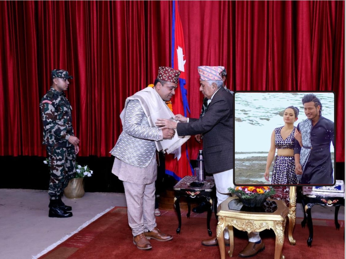 राष्ट्रपतिद्वारा सर्वाधिक उचाइमा म्यूजिक भिडियो बनाउने लुइँटेल सम्मानित