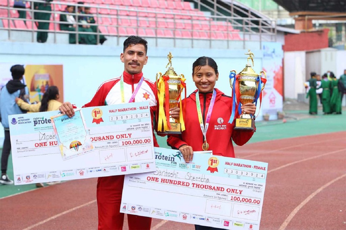 सन्तोषी र दीपकले जिते हाफ म्याराथनको उपाधि
