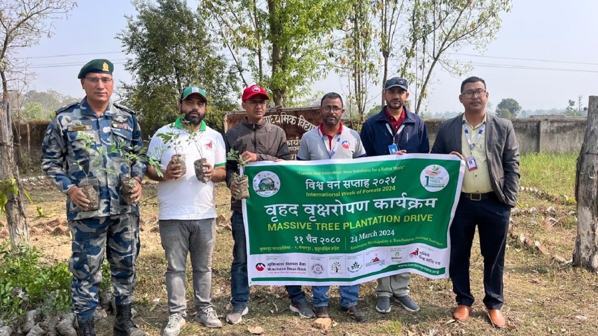 मुक्तिनाथ बैंकद्वारा कञ्चनपुरको कृष्णपुरमा वृक्षारोपण कार्यक्रम