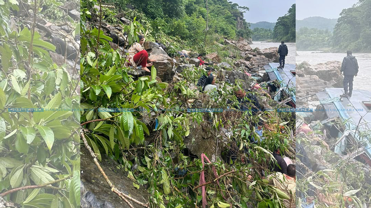 पोखराबाट काठमाडौं आउँदै गरेको बस मस्याङ्दीमा खस्यो