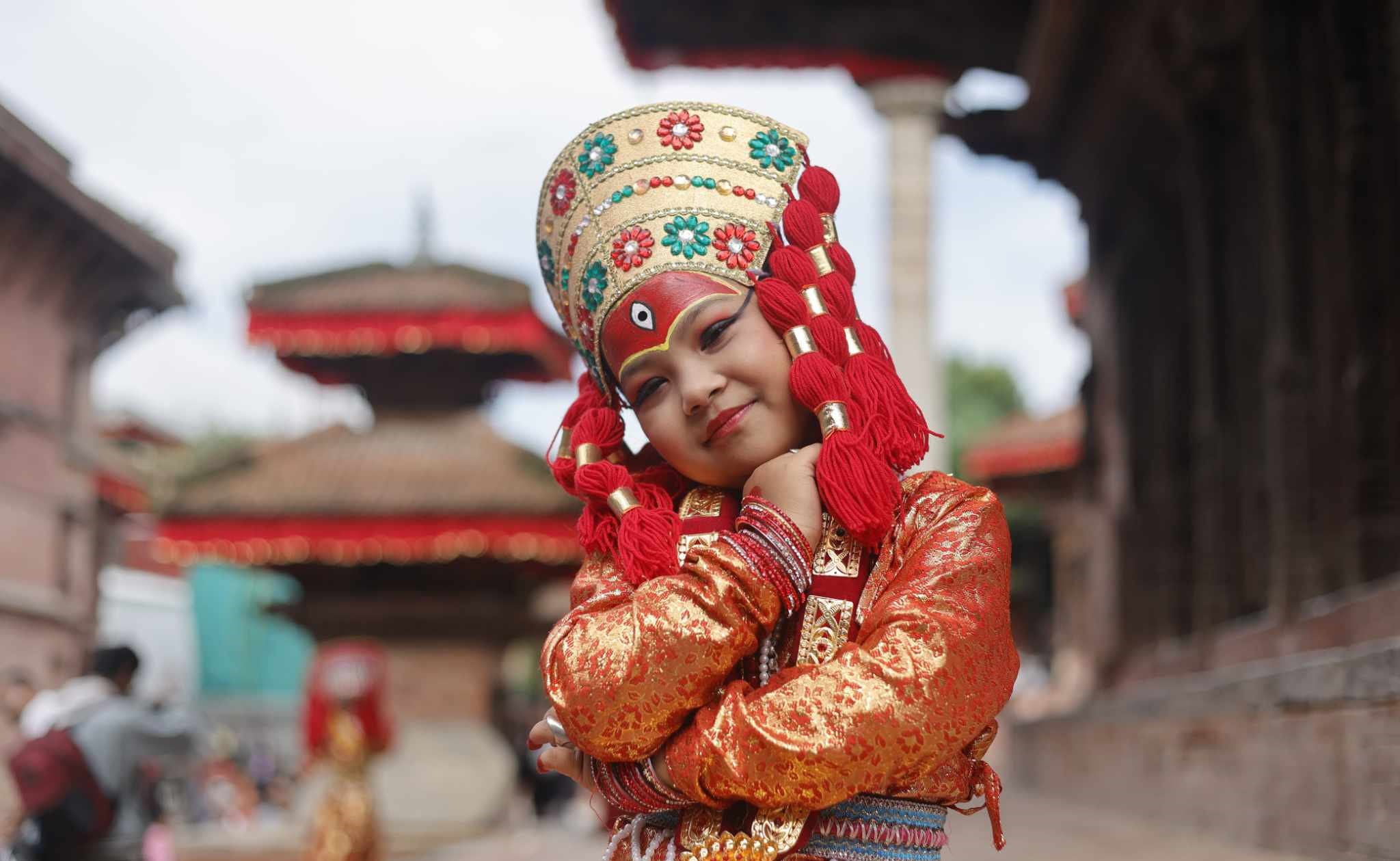 जीवित देवी कुमारीलाई दर्शनका लागि मूलचोकमा राखियो