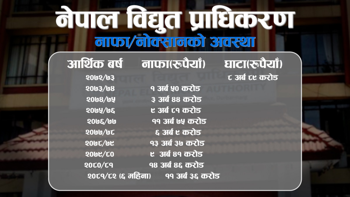 ६ महिनामा विद्युत प्राधिकरणको नाफा ११ अर्ब ३६ करोड