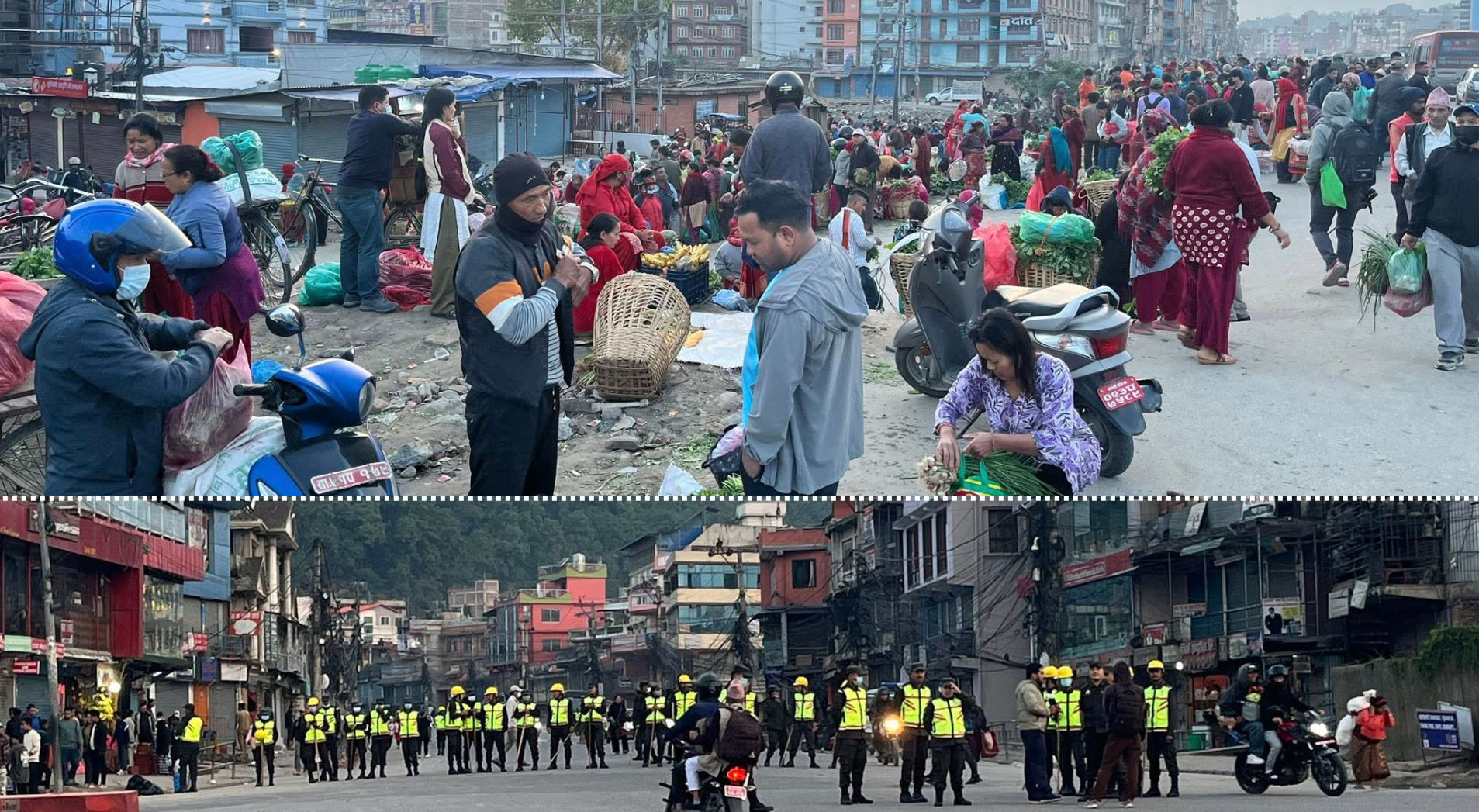 तरकारी बेच्नेहरूलाई हटाउन सडकमा प्रहरी, यातायात अवरुद्ध हुँदा आलोचना