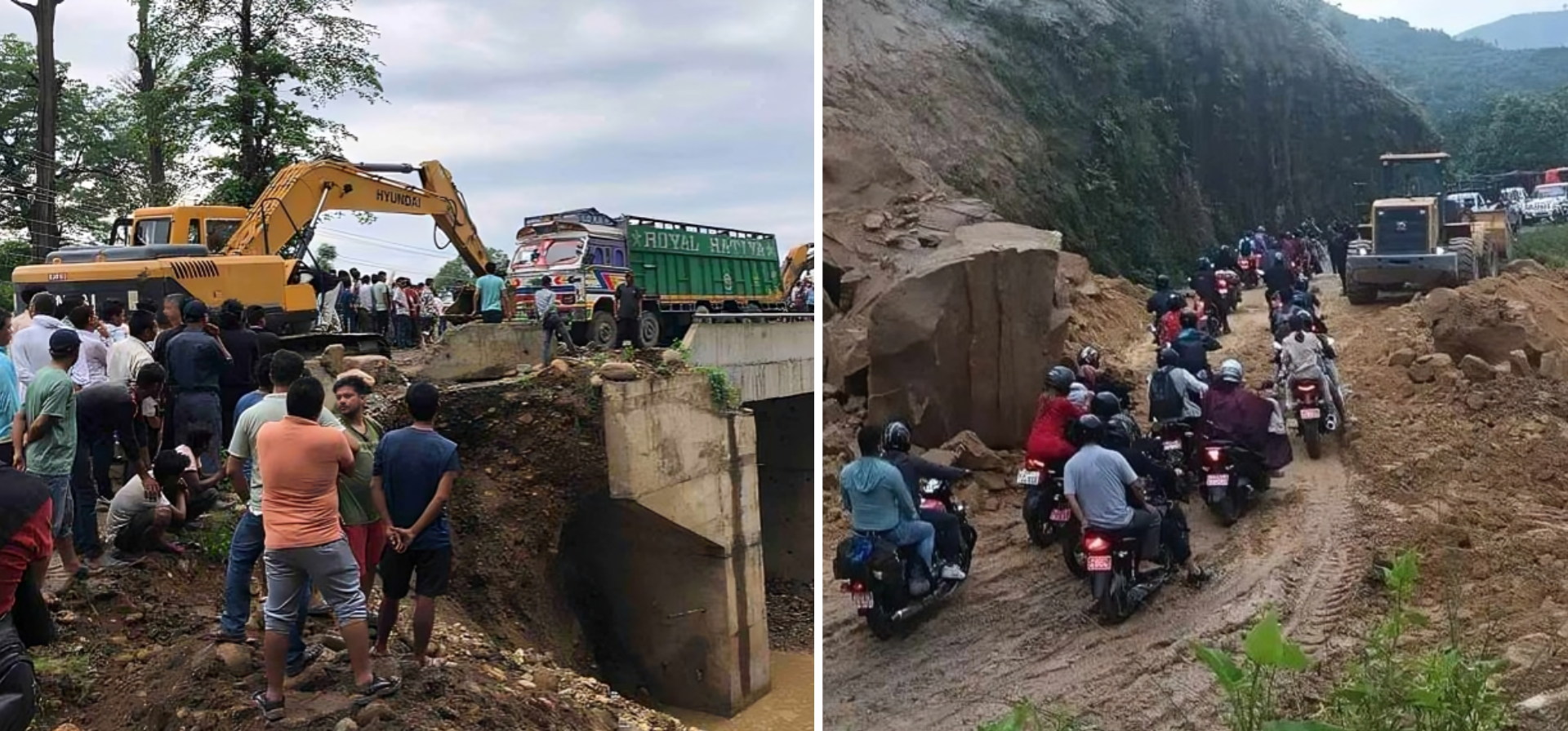 वर्षाले यी राजमार्गका ६ स्थानमा सडक अवरुद्ध