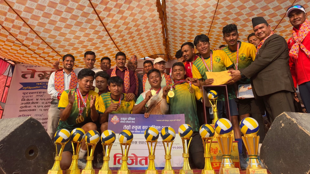 तेस्रो रुकुम कप भलिबल प्रतियोगिताको उपाधि नवलपुरको बौदीकालीलाई