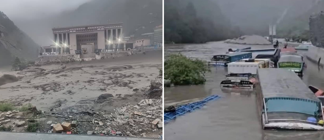 भोटेकोशी बाढी अपडेट : प्रहरीसहित १७ जना बेपत्ता, जलविद्युत आयोजना र ड्राइपोर्टमा ठूलो क्षति