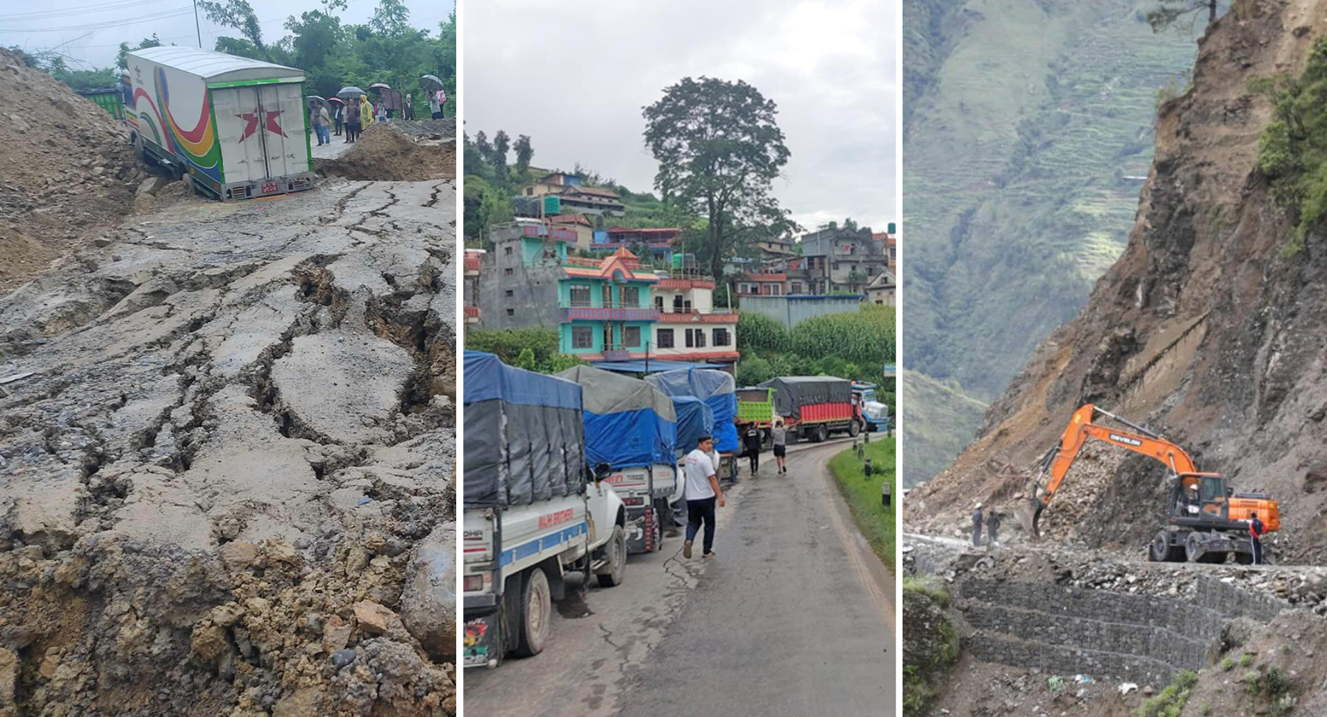 पहिरोले मुख्य राजमार्ग अवरुद्ध हुँदा यात्रु बिचल्लीमा