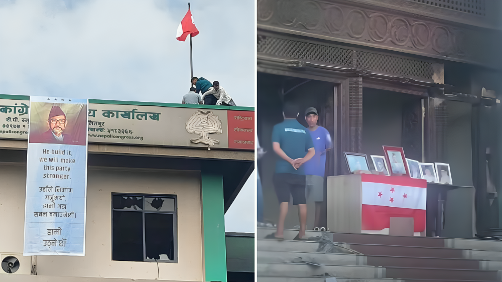 खरानीबाट उठ्ने प्रण गर्दै कांग्रेस मुख्यालयमा फहराइयो झण्डा र बीपीको तस्बिर