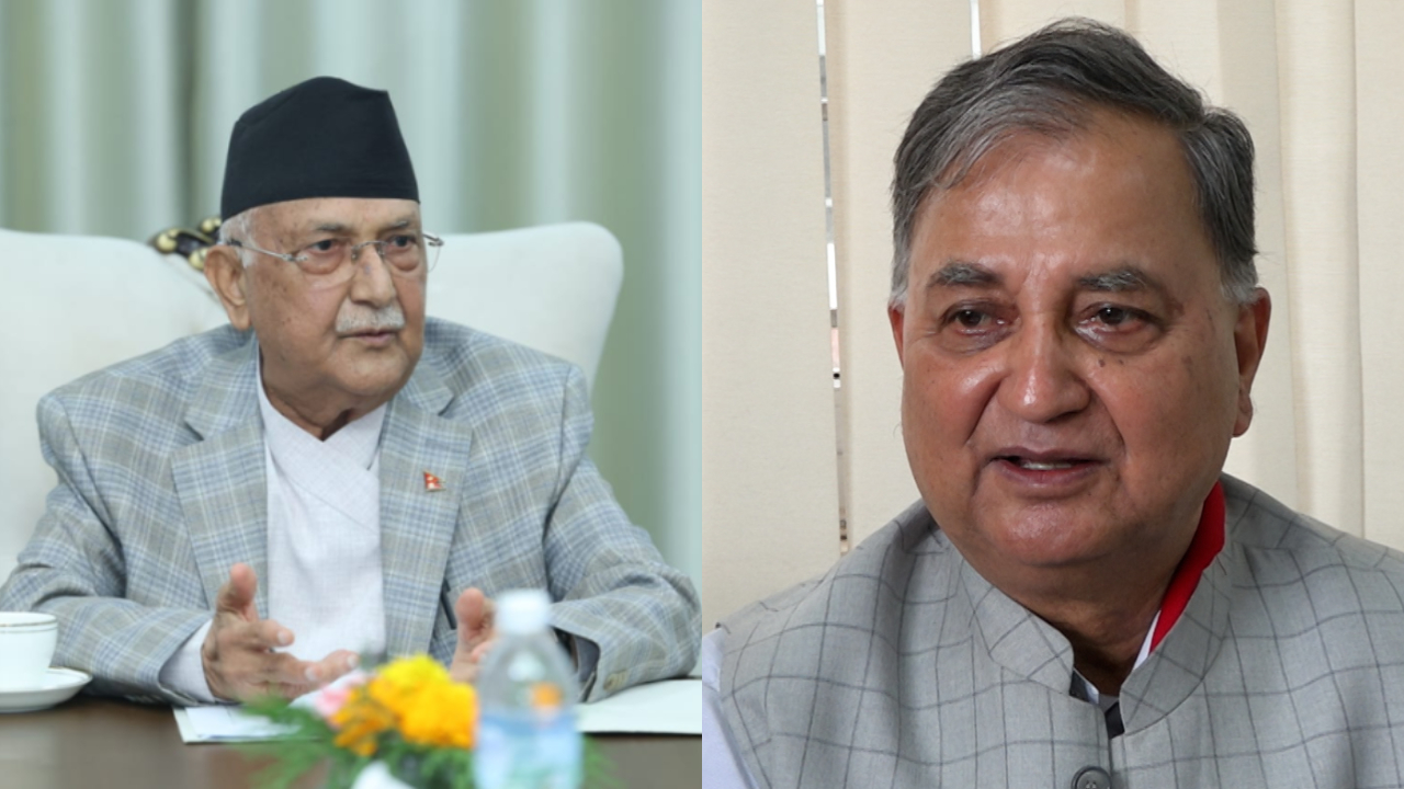 ओली–पोखरेलबीच गम्भीर राजनीतिक संवाद, पोखरेलले भने– ‘सबैसँग कुरा गर्नुस्’