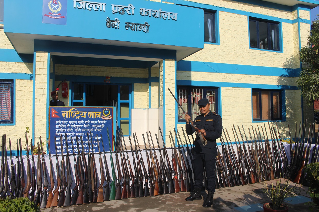 म्याग्दीमा एक सय पन्ध्र थान बन्दुक बरामद