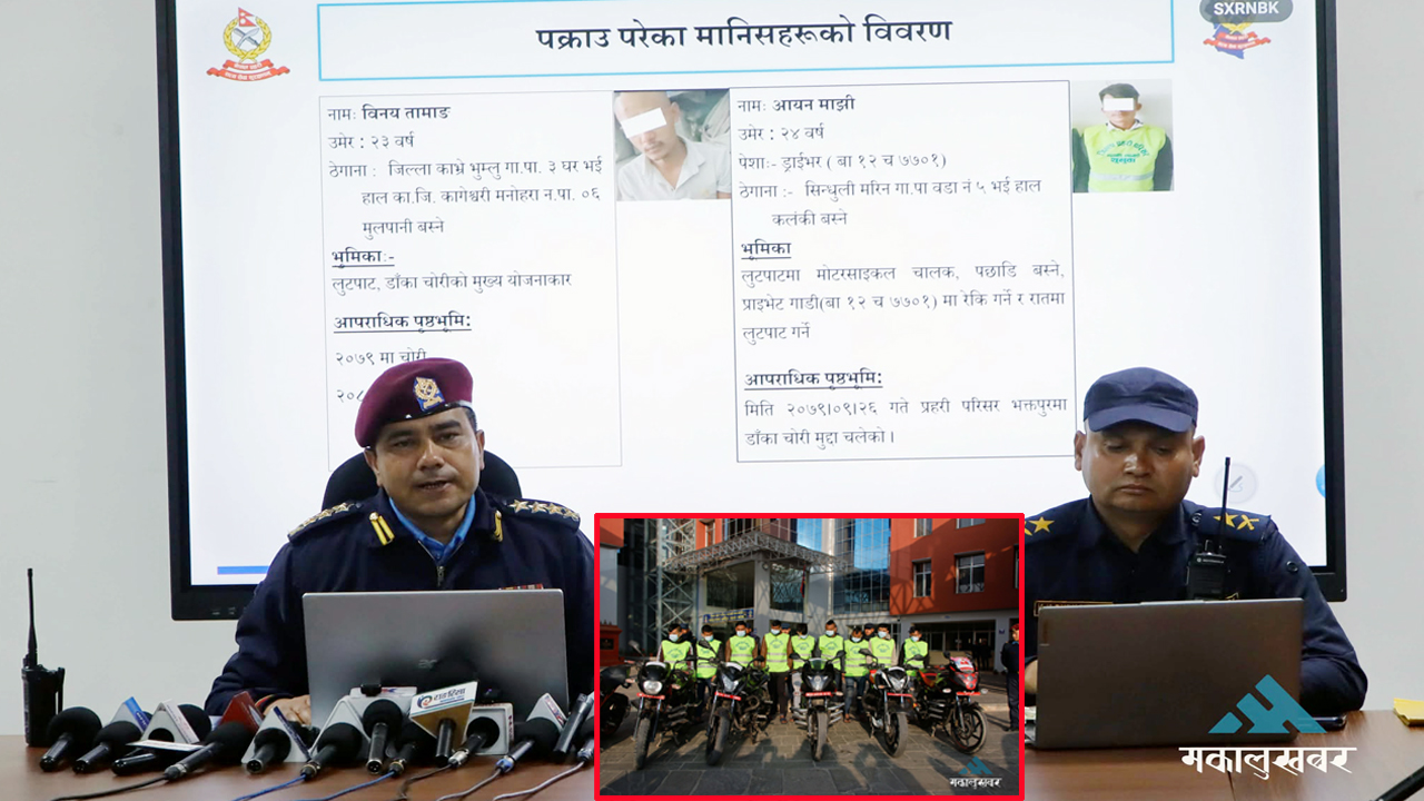 मूलपानीबाट नियन्त्रण गरेको लुटपाट गिरोहलाई प्रहरीले गर्यो सार्वजनिक (तस्बिरहरू)