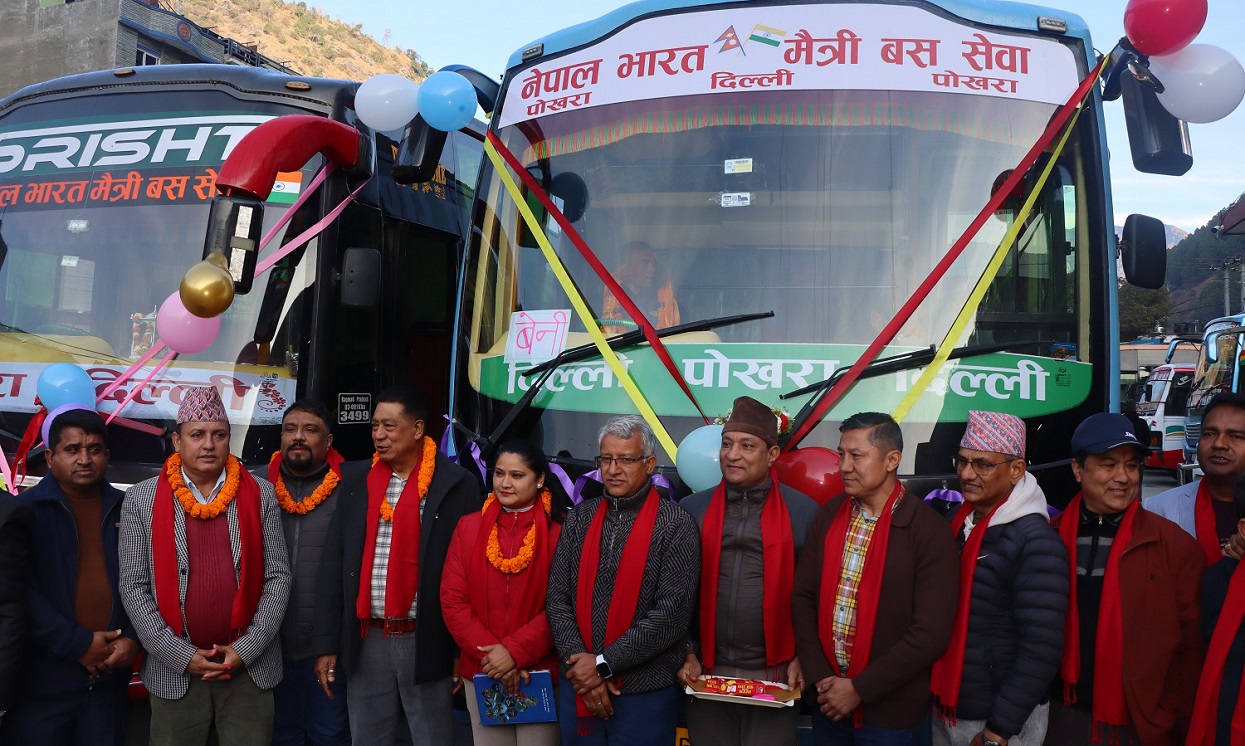 बेनीदेखि भारतको दिल्ली सम्म बस सेवा सुरुआत