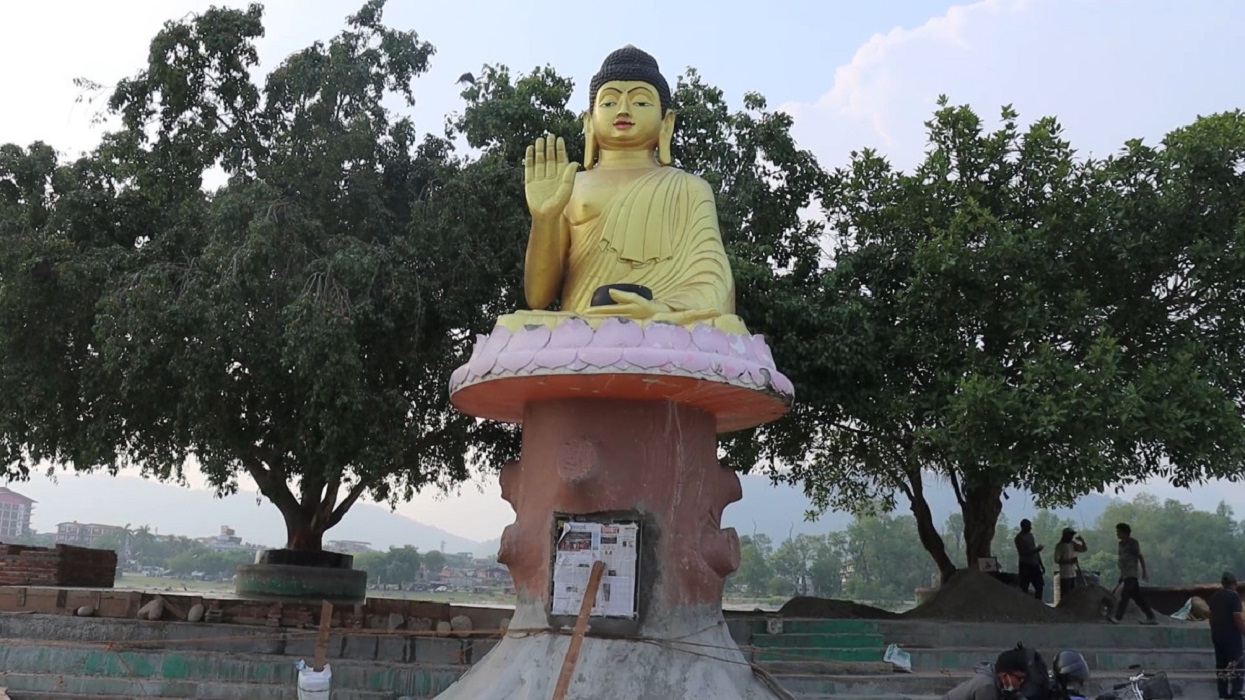 नारायणी नदीमा बुद्धको मूर्ति र चौताराको पुन : निर्माण