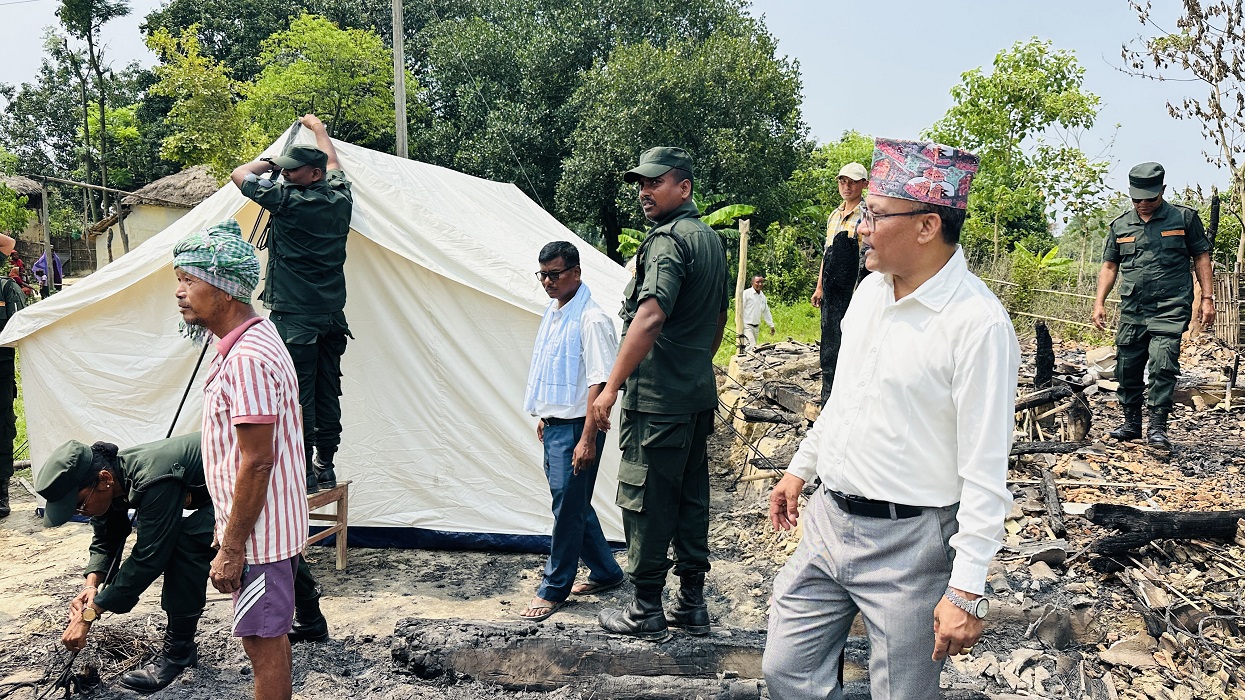 आगलागीपीडित थापामगर परिवारलाई आवास र राहत
