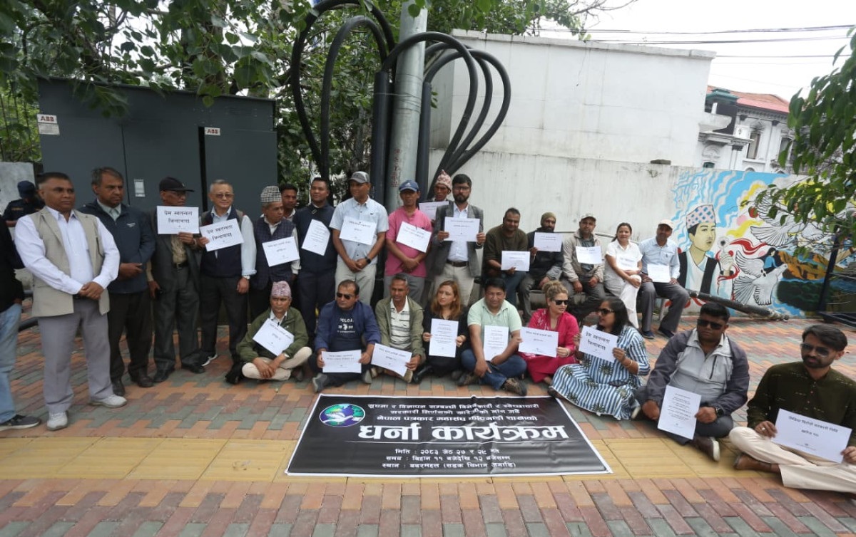 सरकारको विज्ञापन नीति विरुद्ध महासंघको धर्ना