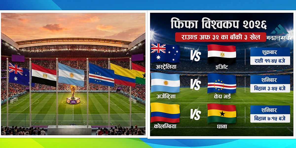 फिफा विश्वकप २०२६:  प्रि-क्वार्टरफाइनलको समीकरण पूरा हुन तीन खेल बाँकी