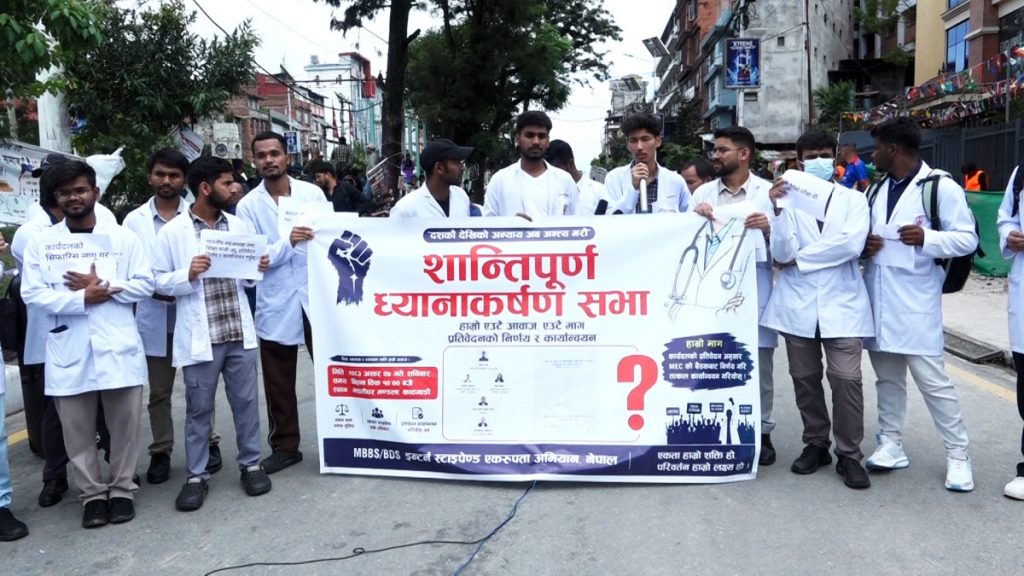 इन्टर्न चिकित्सकहरूको माइतीघरमा प्रदर्शन
