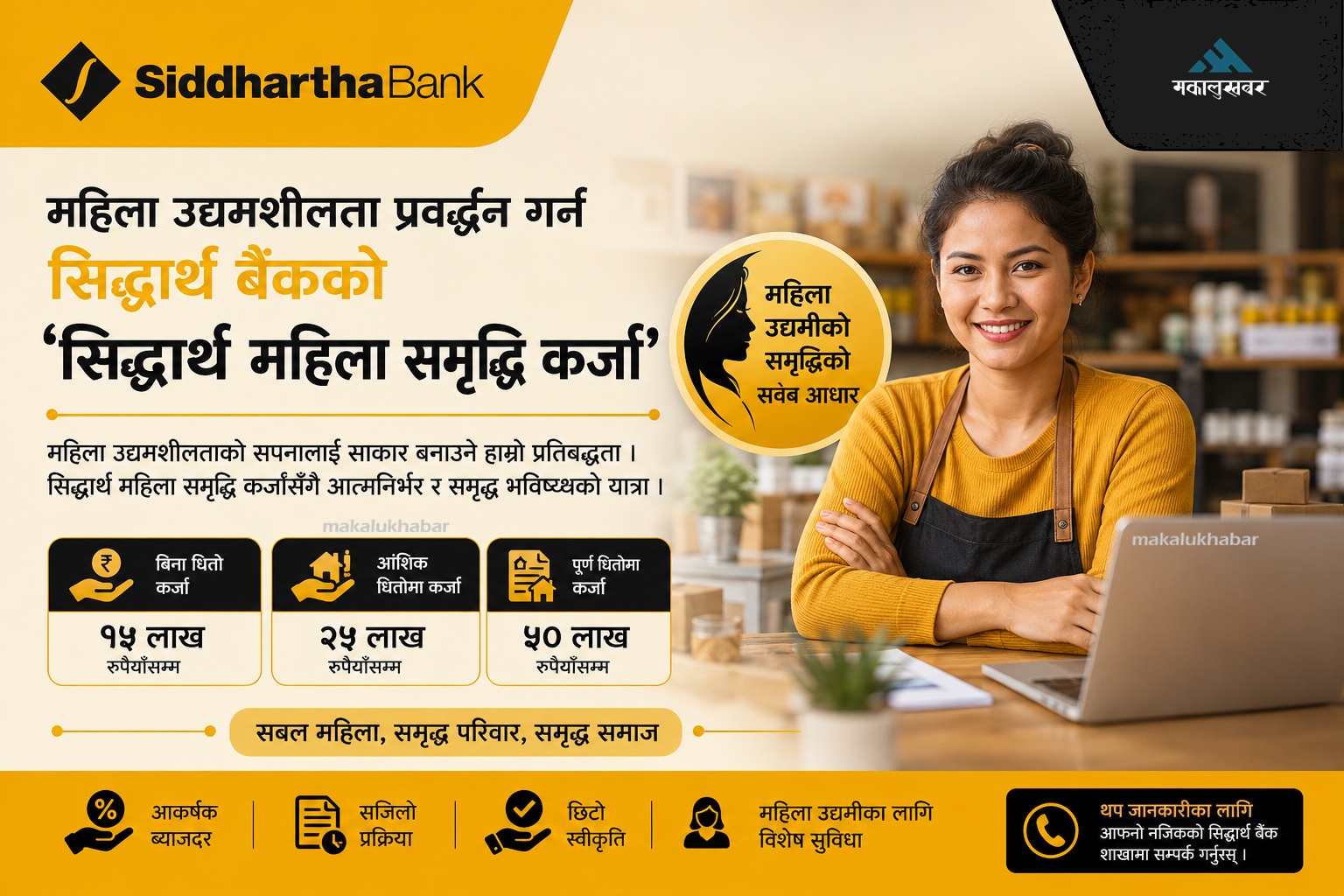 महिला उद्यमशीलता प्रवर्द्धन गर्न सिद्धार्थ बैंकको ‘सिद्धार्थ महिला समृद्धि कर्जा’